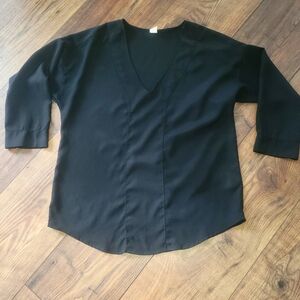 Old Navy Elegant Black V-Neck 3/4 Sleeve Women's Tunic/ Blouse Size Small